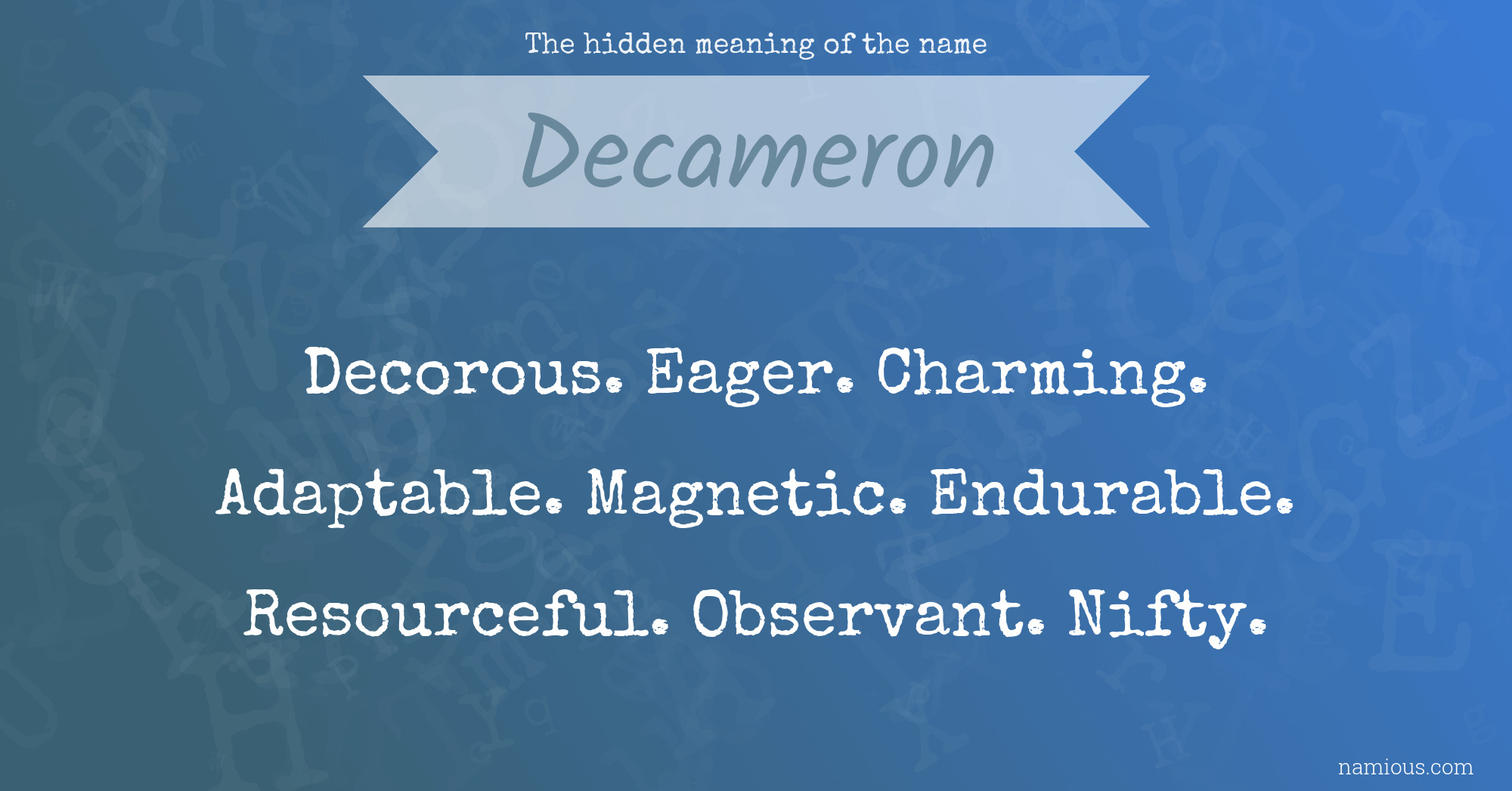 The hidden meaning of the name Decameron