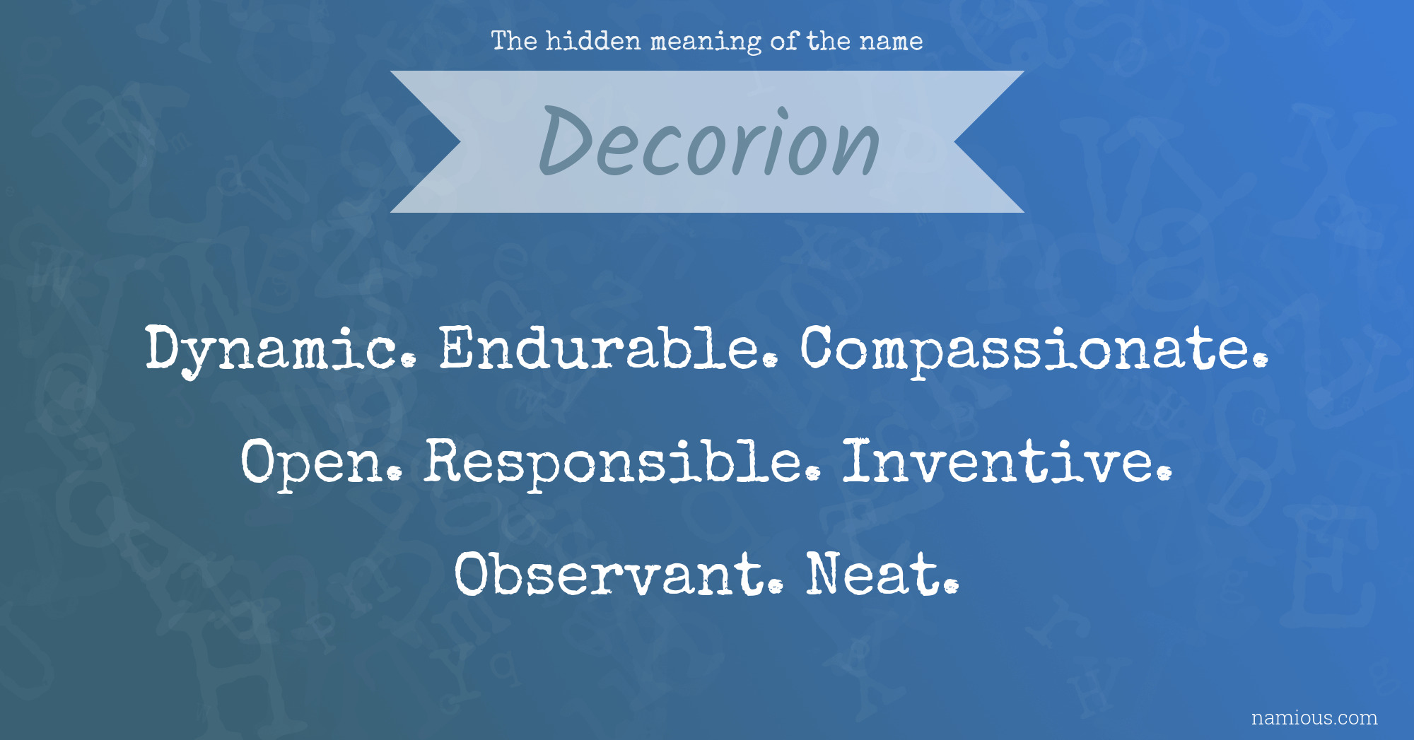 The hidden meaning of the name Decorion