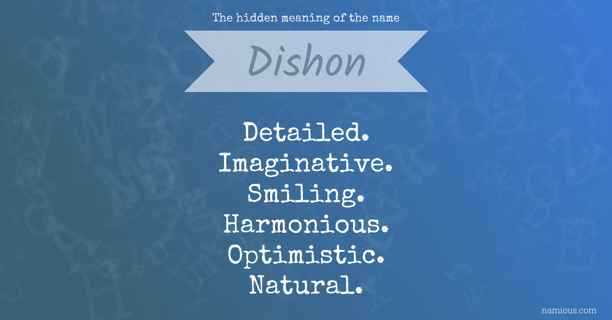 The hidden meaning of the name Dishon