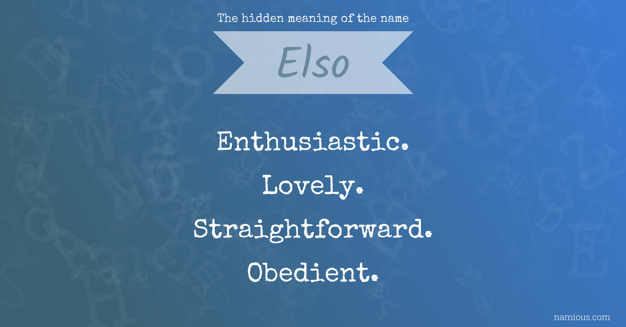 The hidden meaning of the name Elso