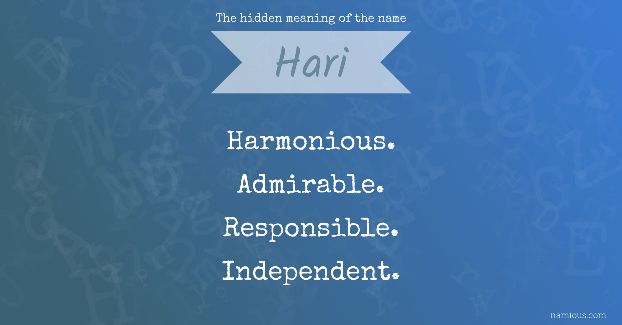 The hidden meaning of the name Hari