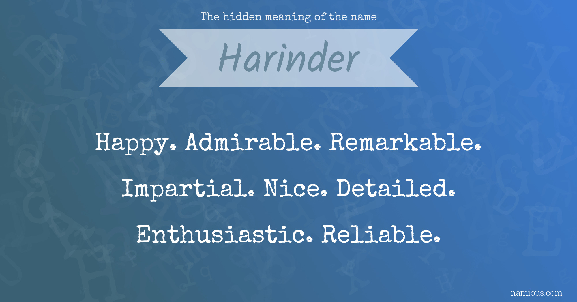 The hidden meaning of the name Harinder