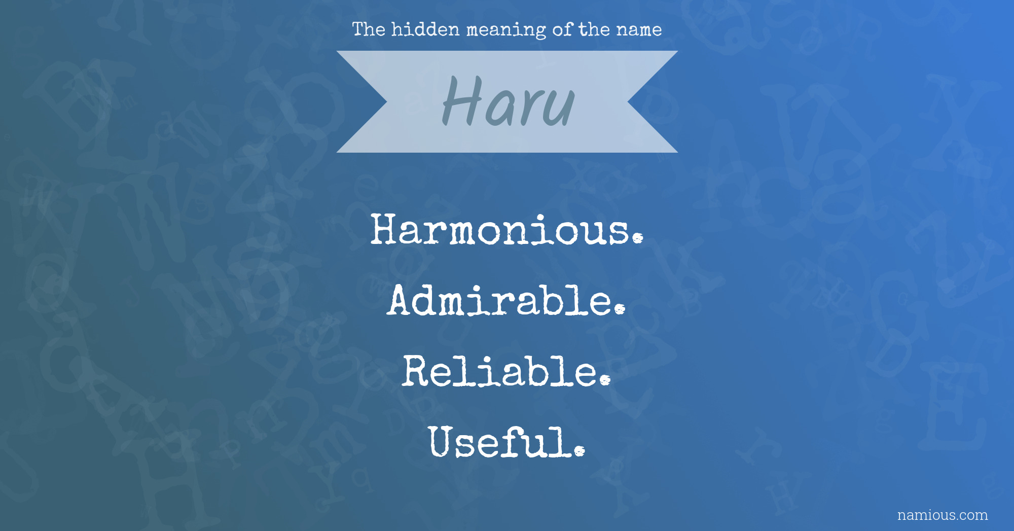 The hidden meaning of the name Haru