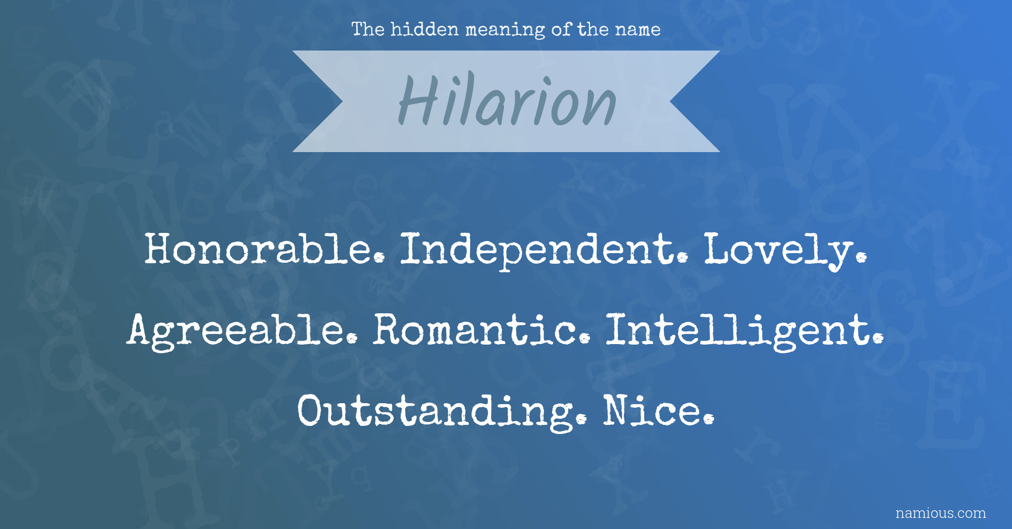 The hidden meaning of the name Hilarion