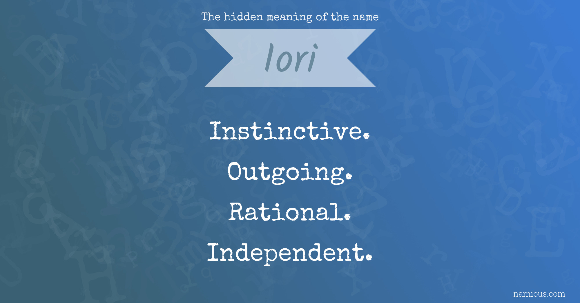 The hidden meaning of the name Iori