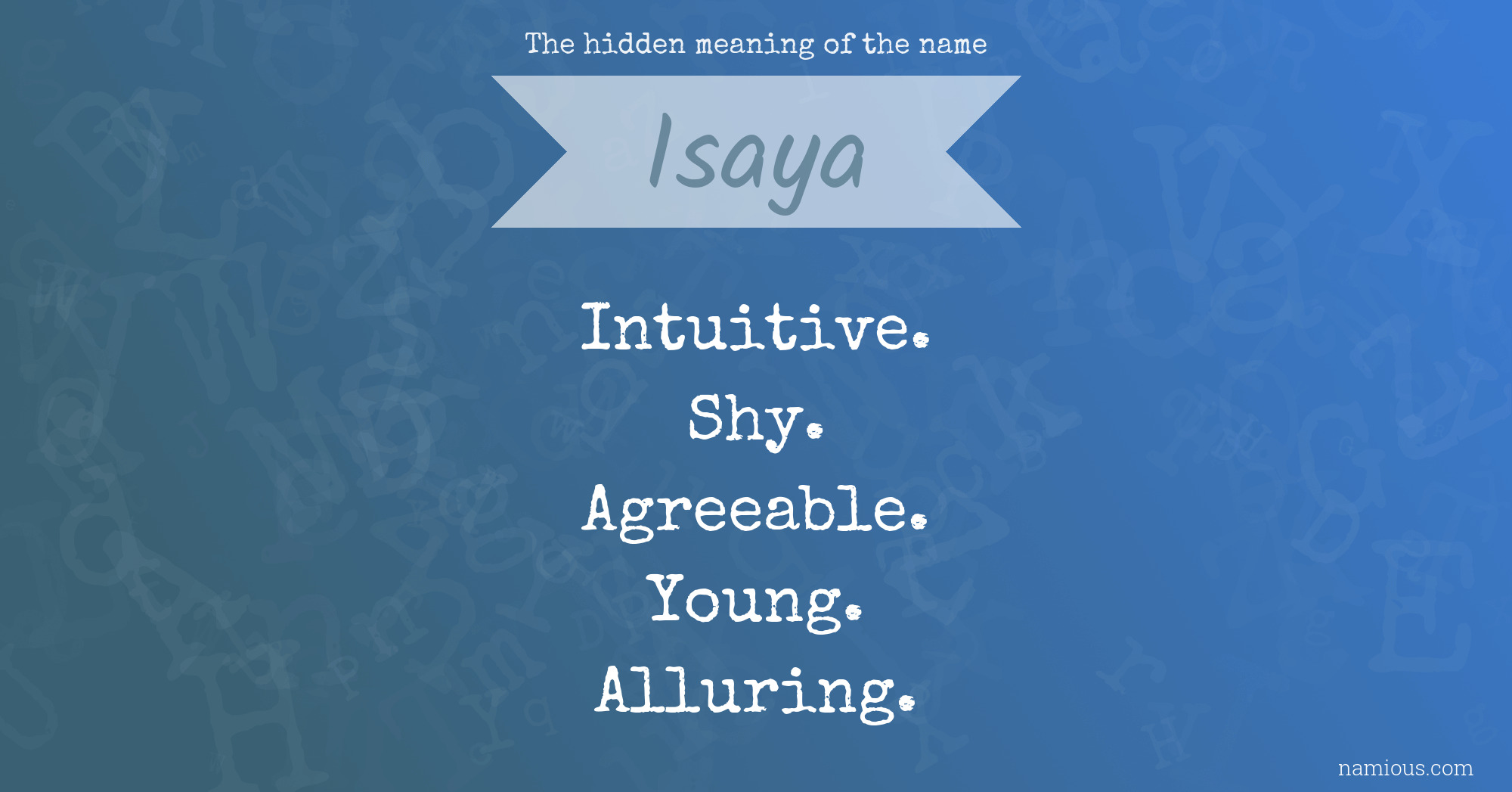 The hidden meaning of the name Isaya