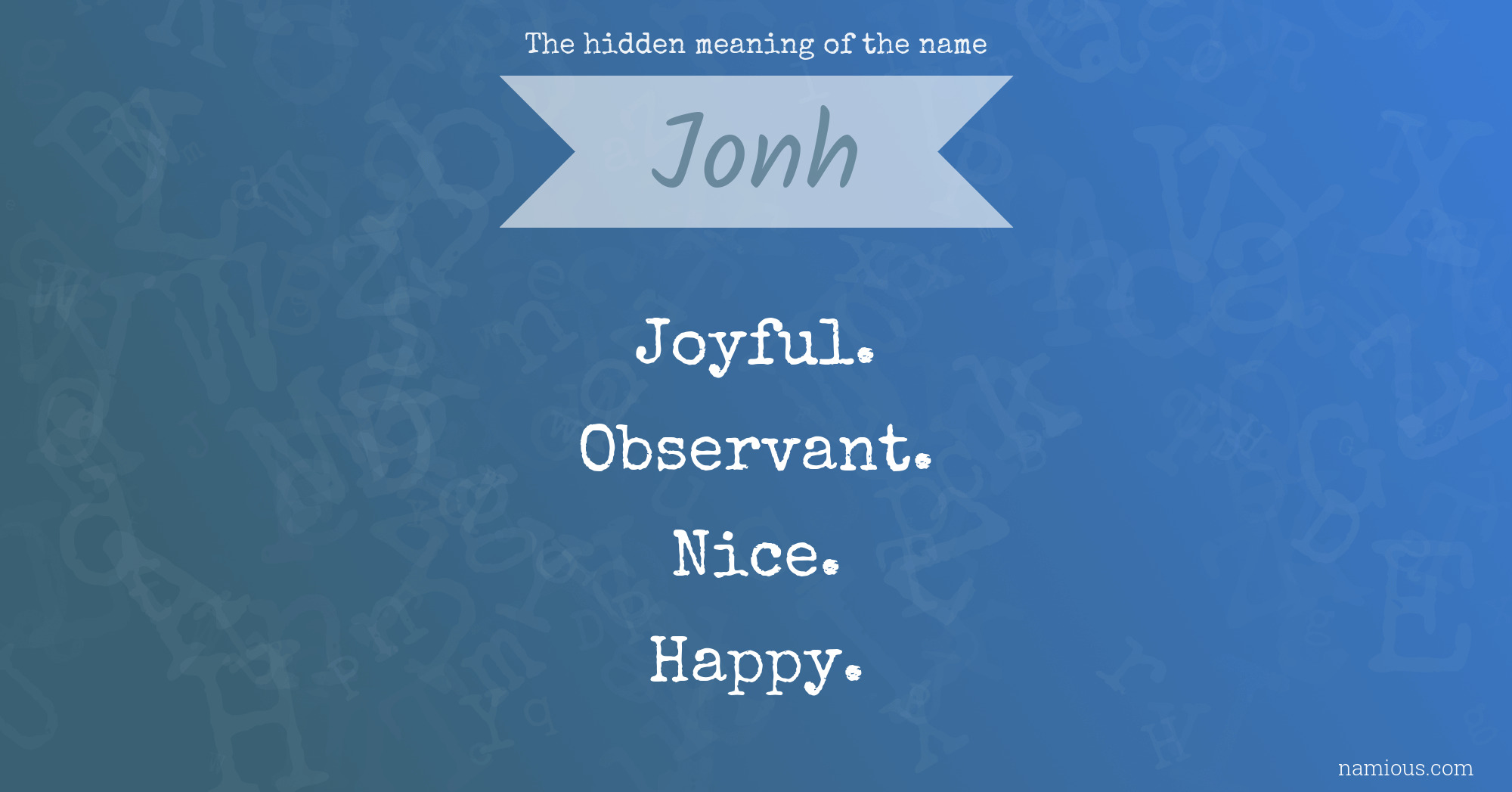 The hidden meaning of the name Jonh