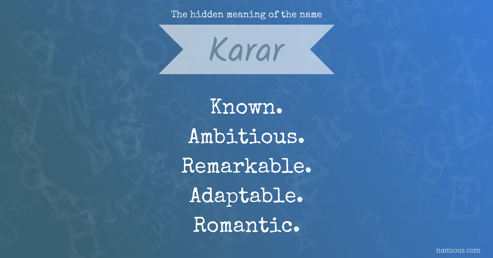 The hidden meaning of the name Karar