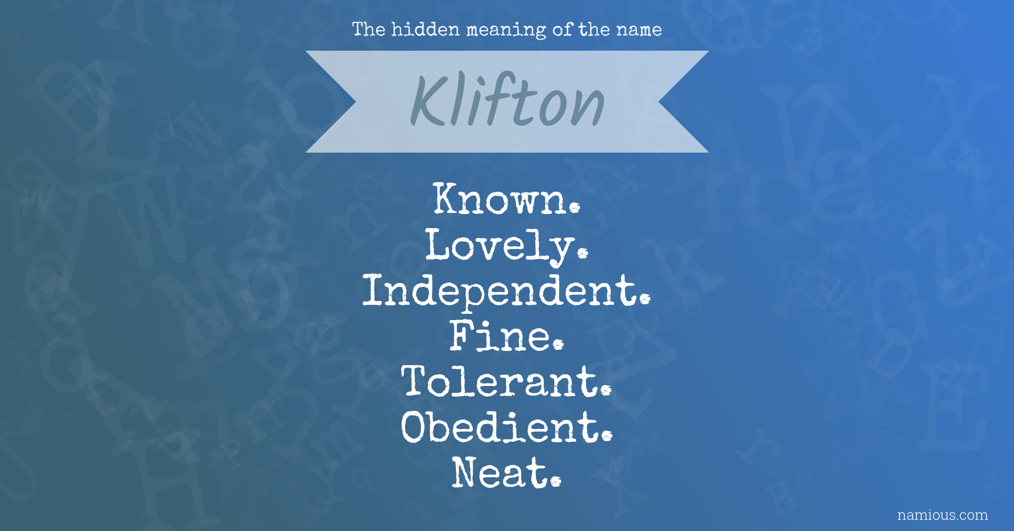 The hidden meaning of the name Klifton