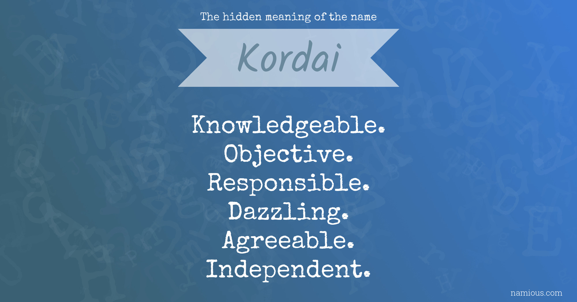 The hidden meaning of the name Kordai