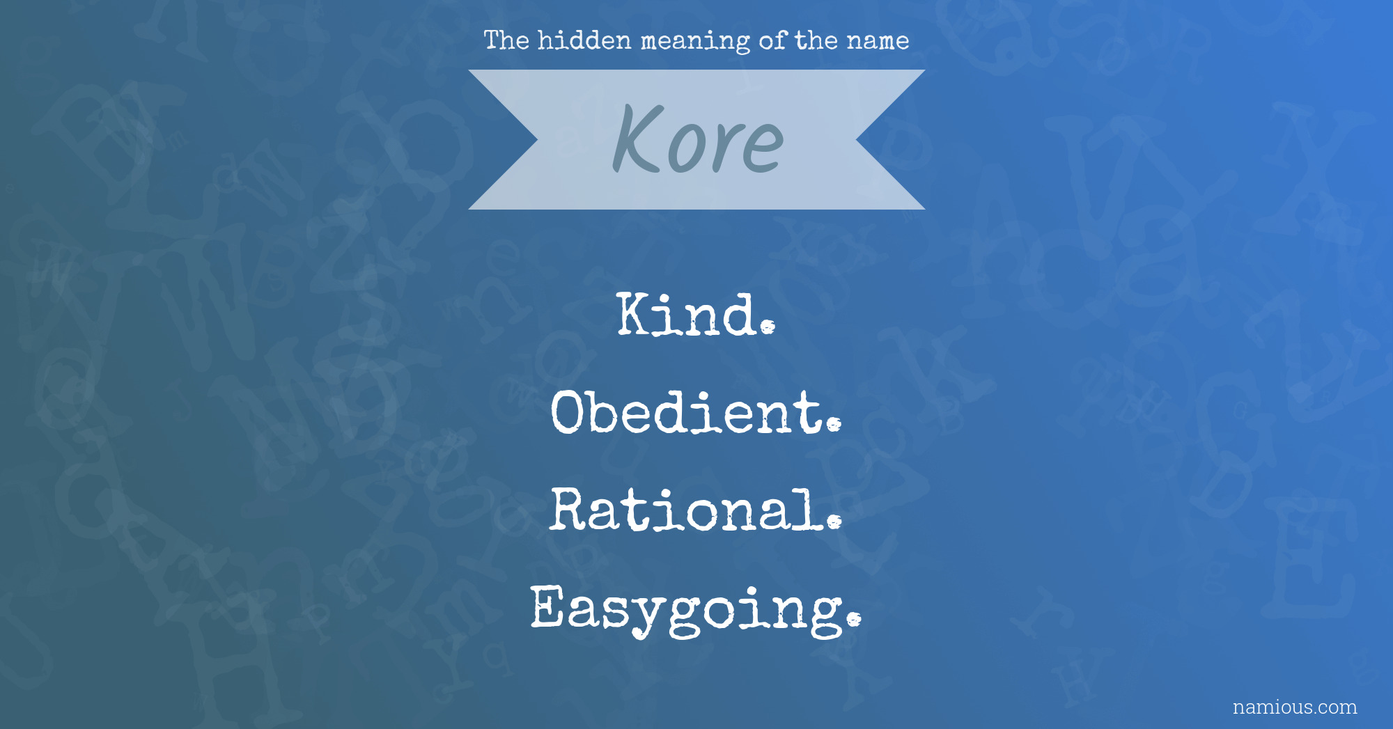 The hidden meaning of the name Kore