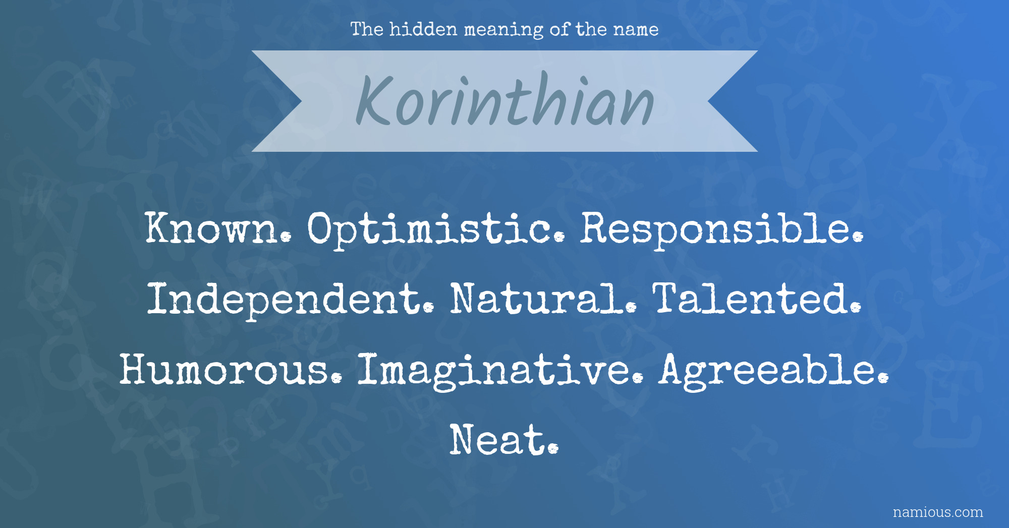 The hidden meaning of the name Korinthian