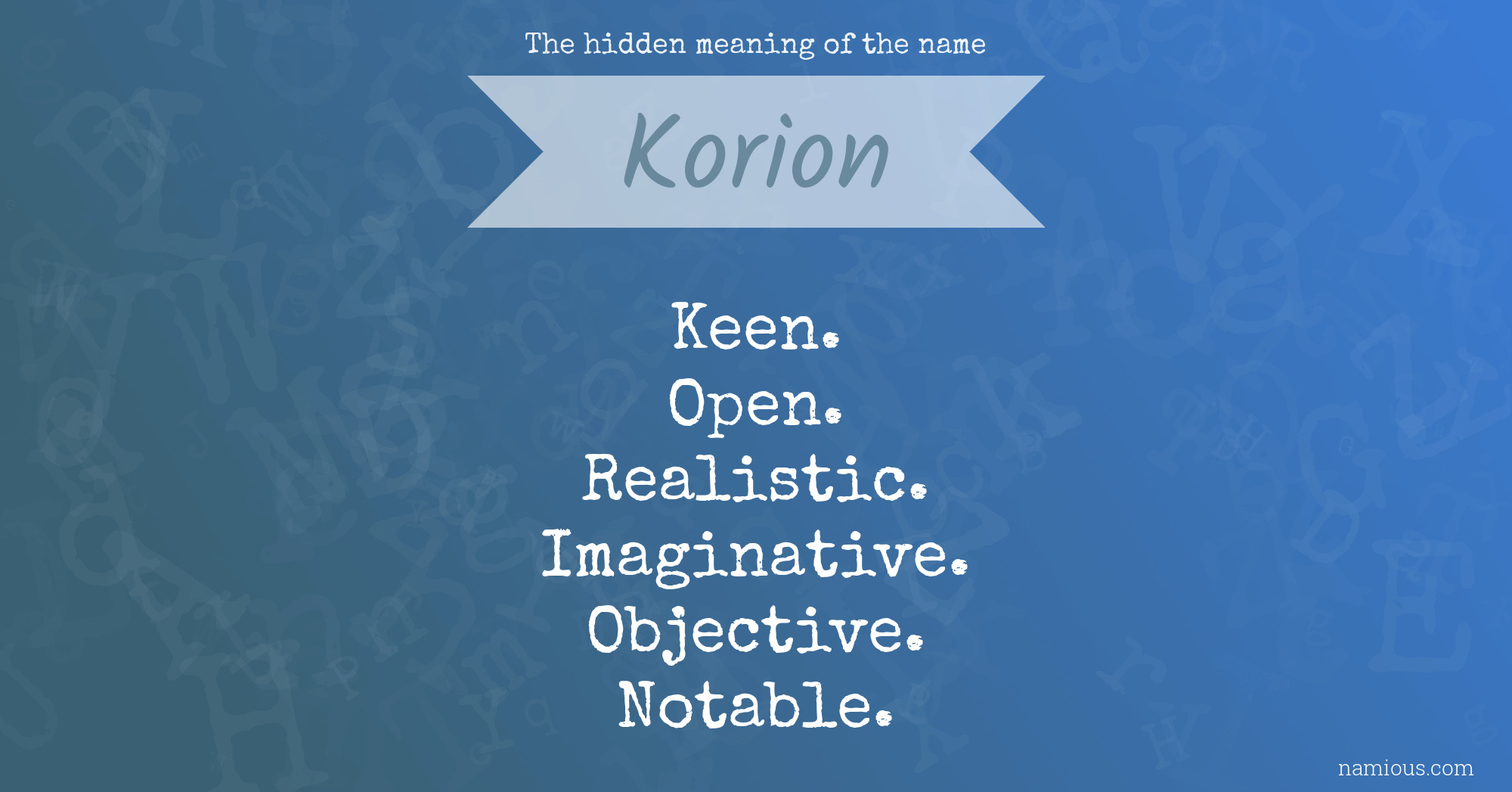 The hidden meaning of the name Korion