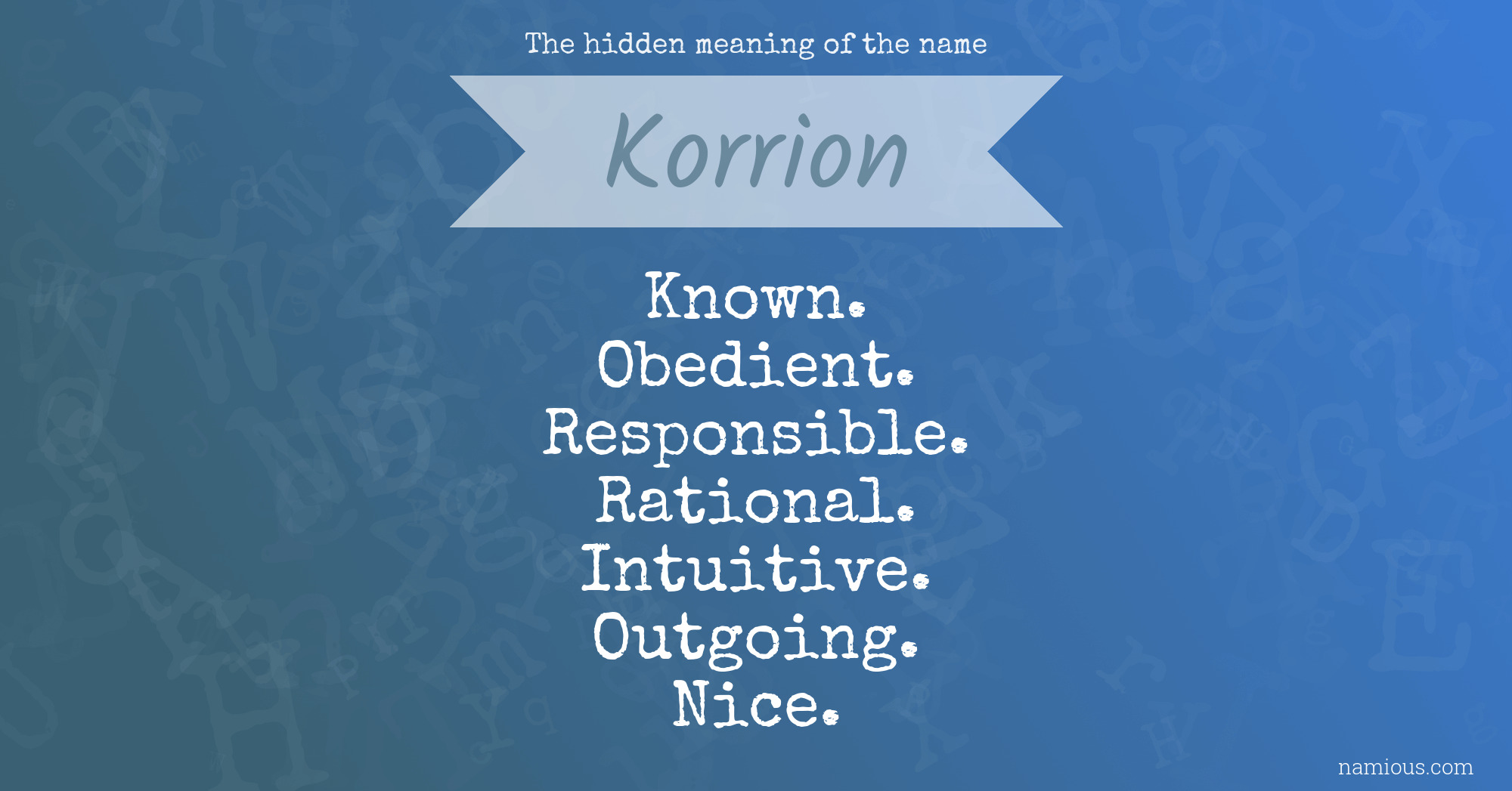 The hidden meaning of the name Korrion