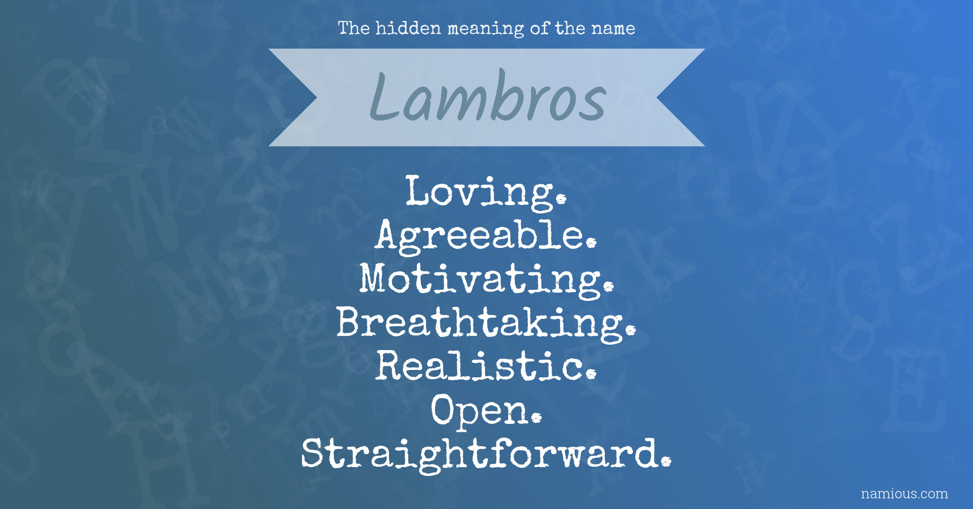 The hidden meaning of the name Lambros