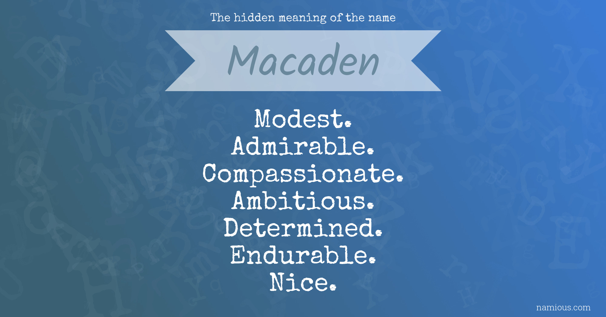 The hidden meaning of the name Macaden