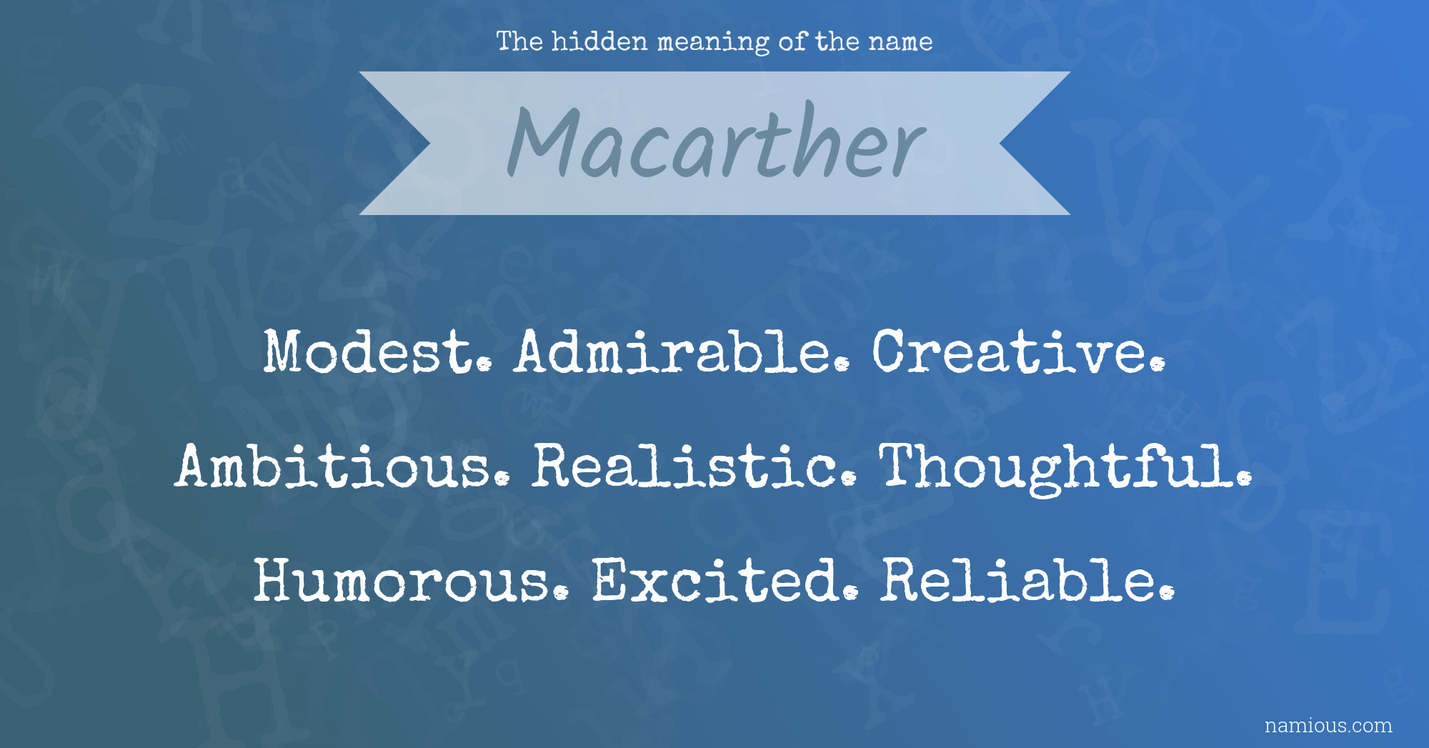 The hidden meaning of the name Macarther