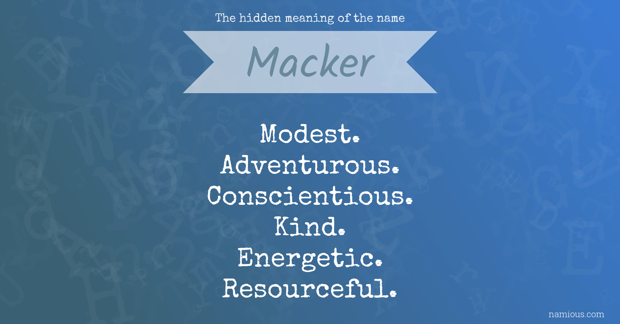 The hidden meaning of the name Macker