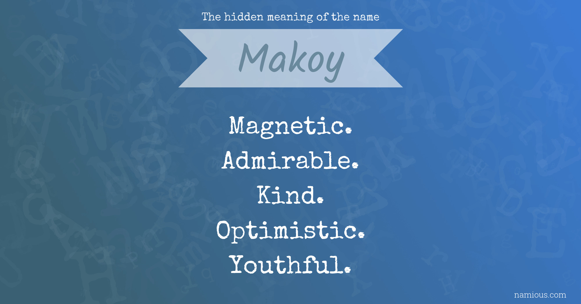 The hidden meaning of the name Makoy