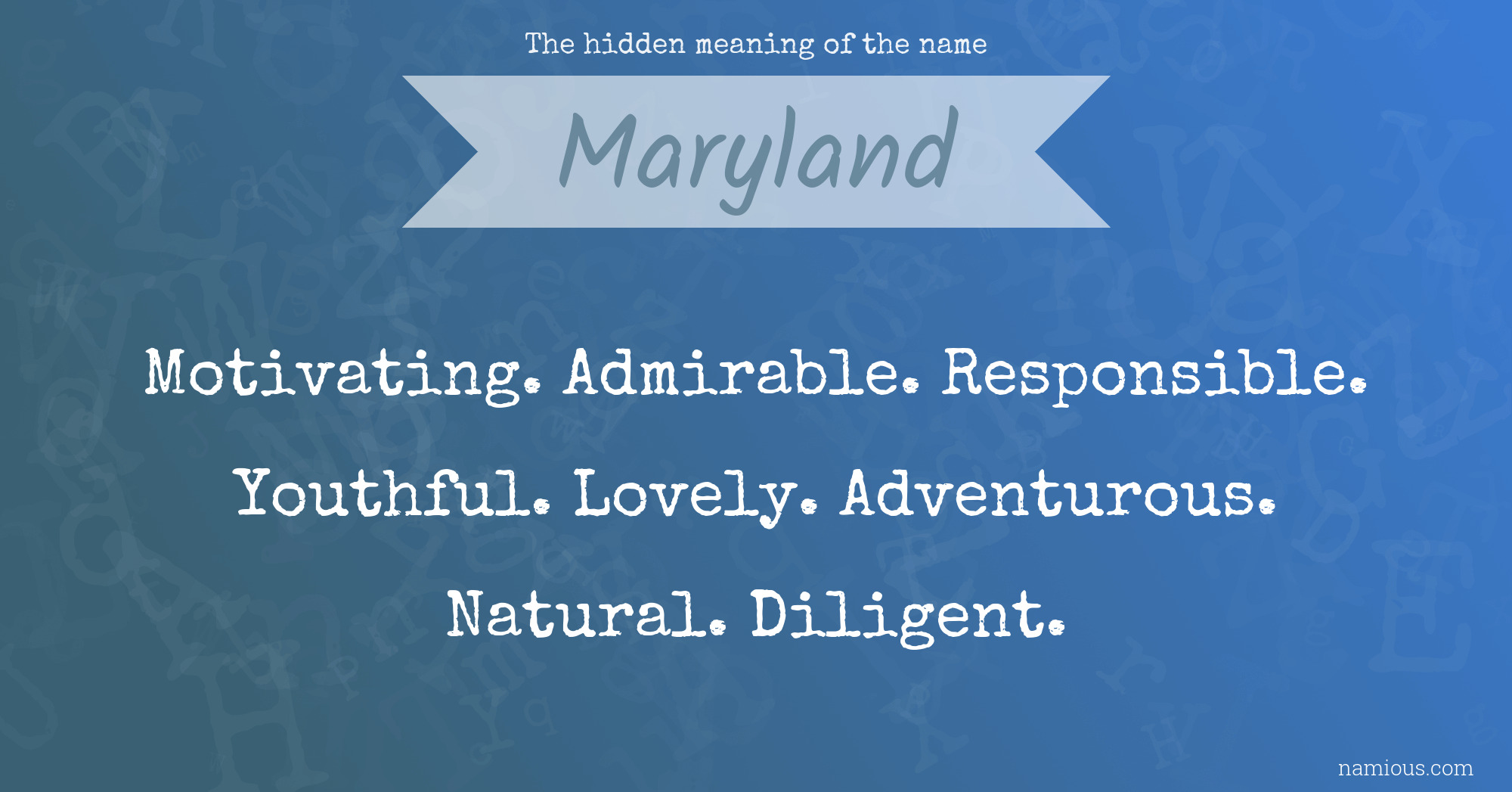 The hidden meaning of the name Maryland