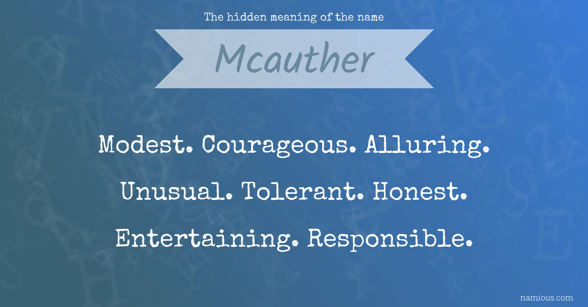 The hidden meaning of the name Mcauther