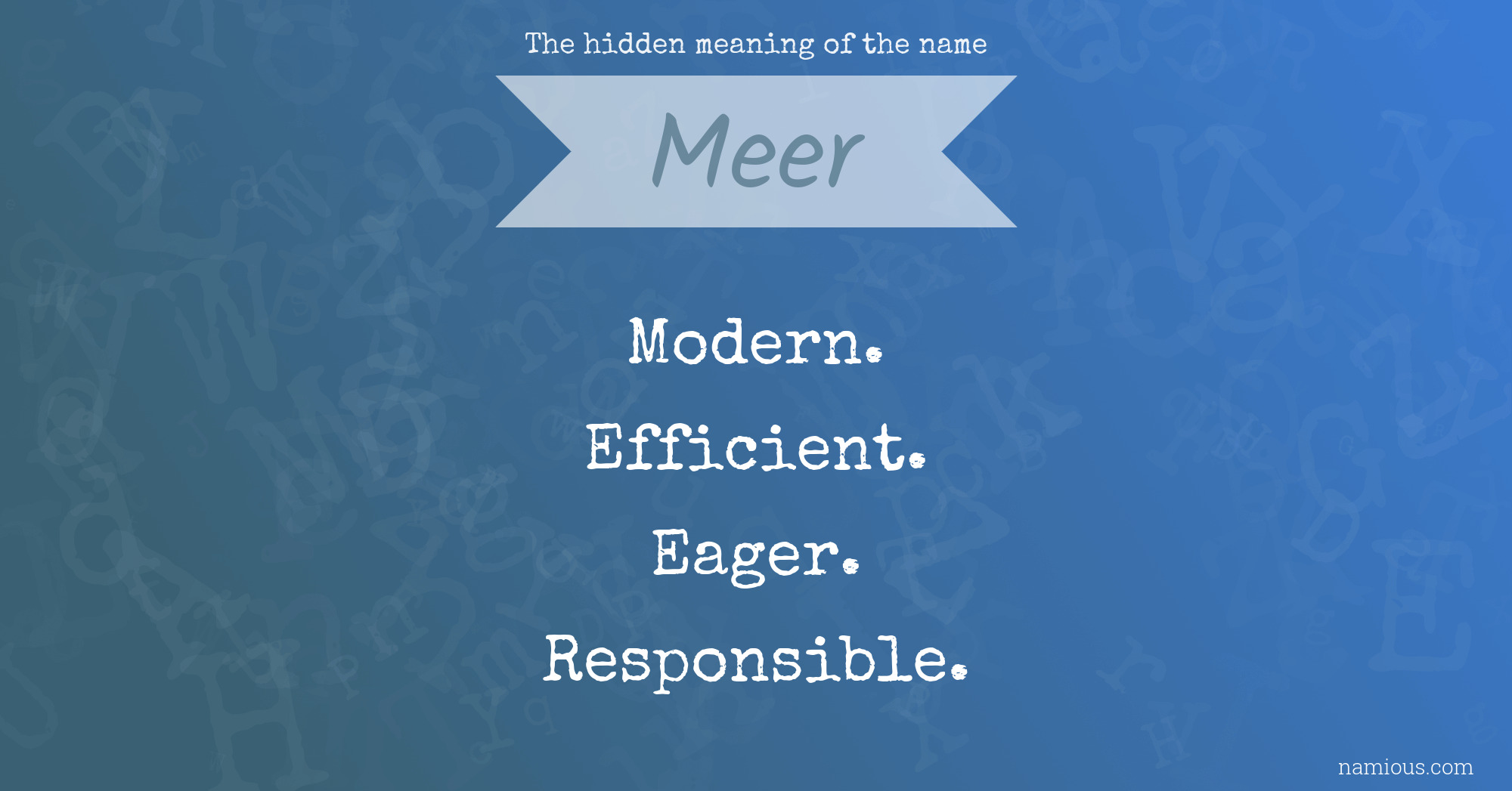 The hidden meaning of the name Meer