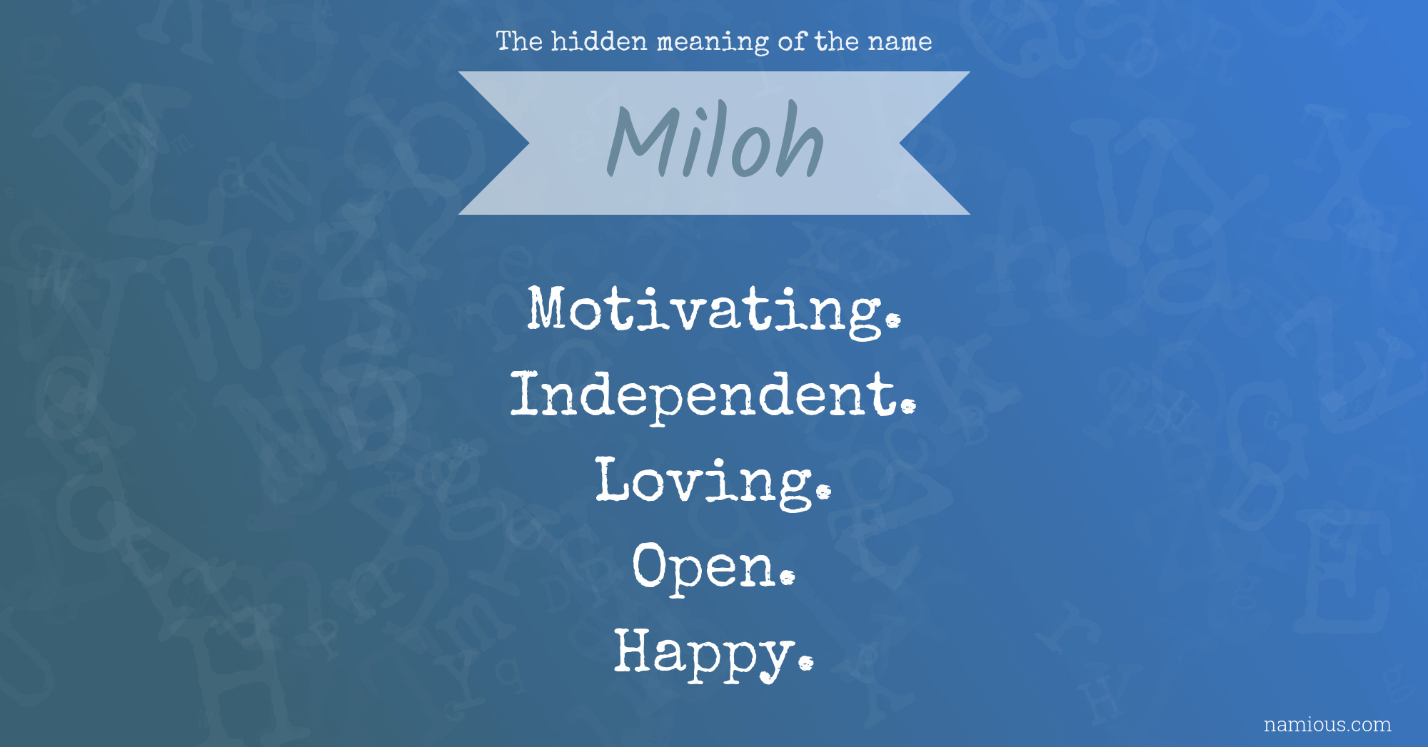 The hidden meaning of the name Miloh