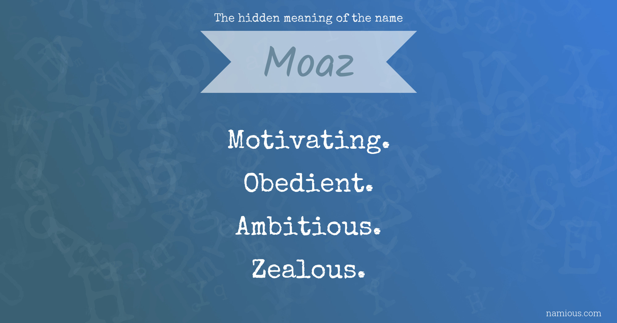 The hidden meaning of the name Moaz