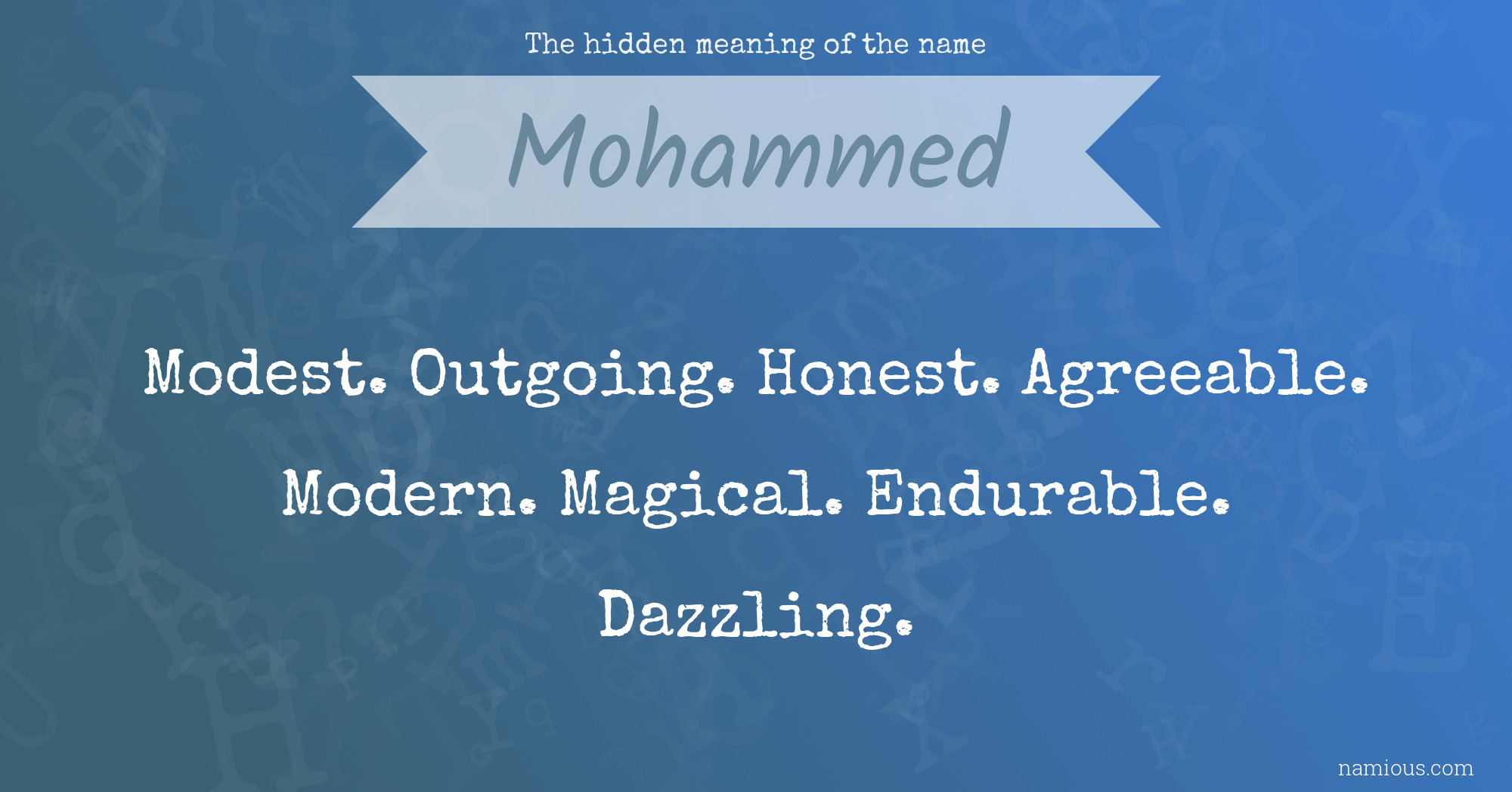 The hidden meaning of the name Mohammed