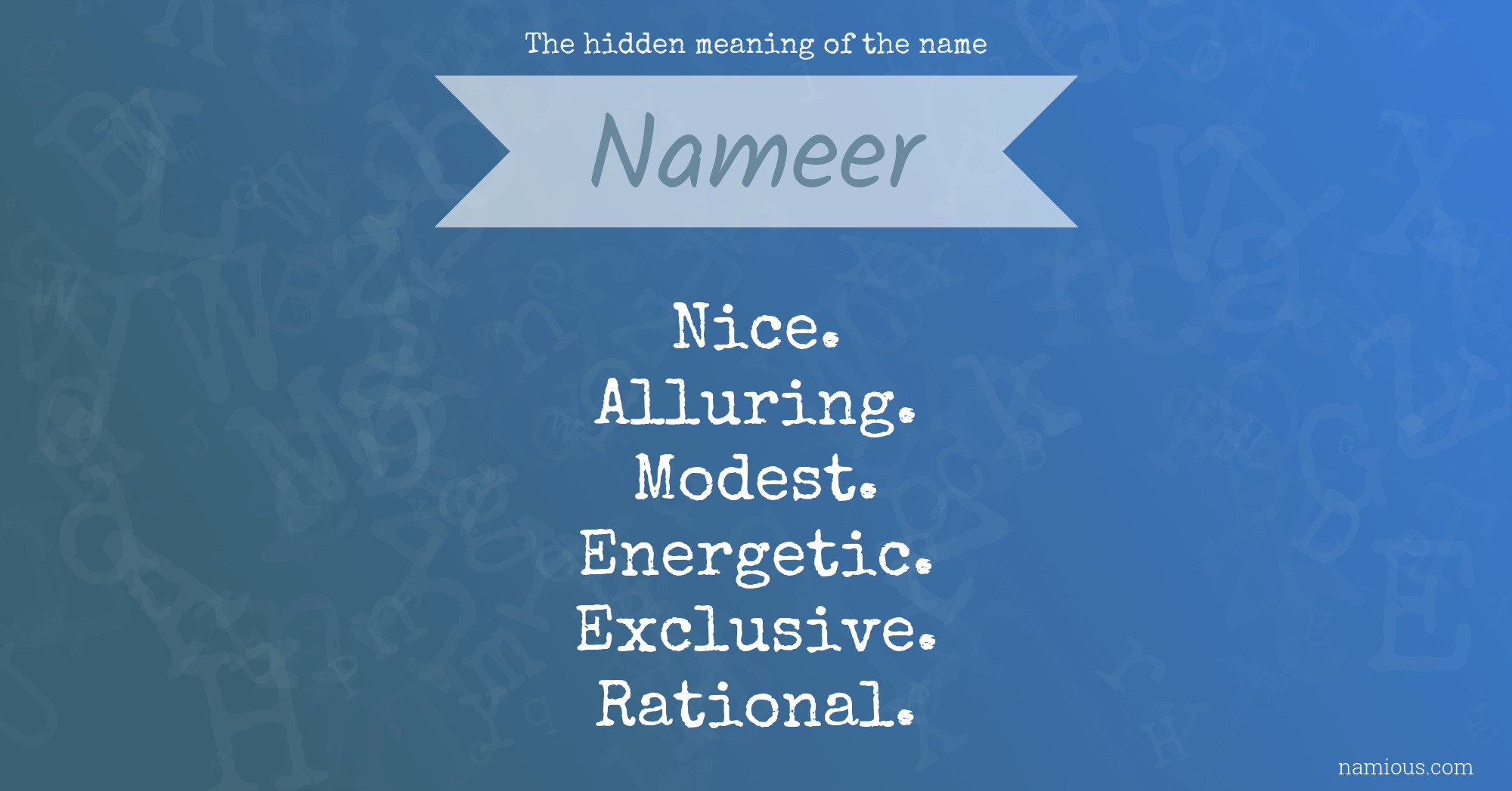 The hidden meaning of the name Nameer