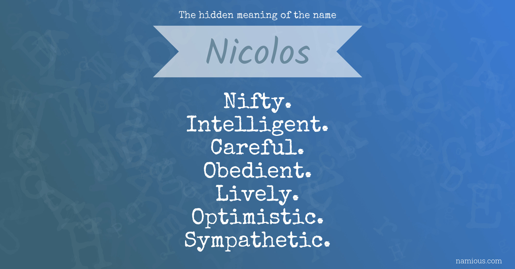 The hidden meaning of the name Nicolos