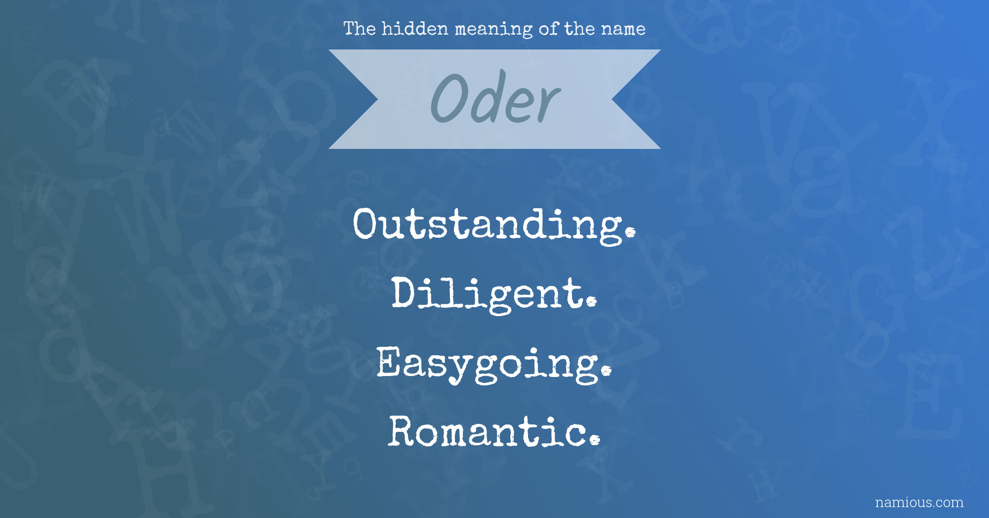 The hidden meaning of the name Oder