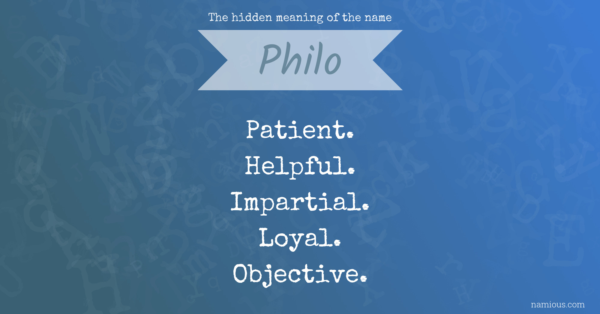 The hidden meaning of the name Philo