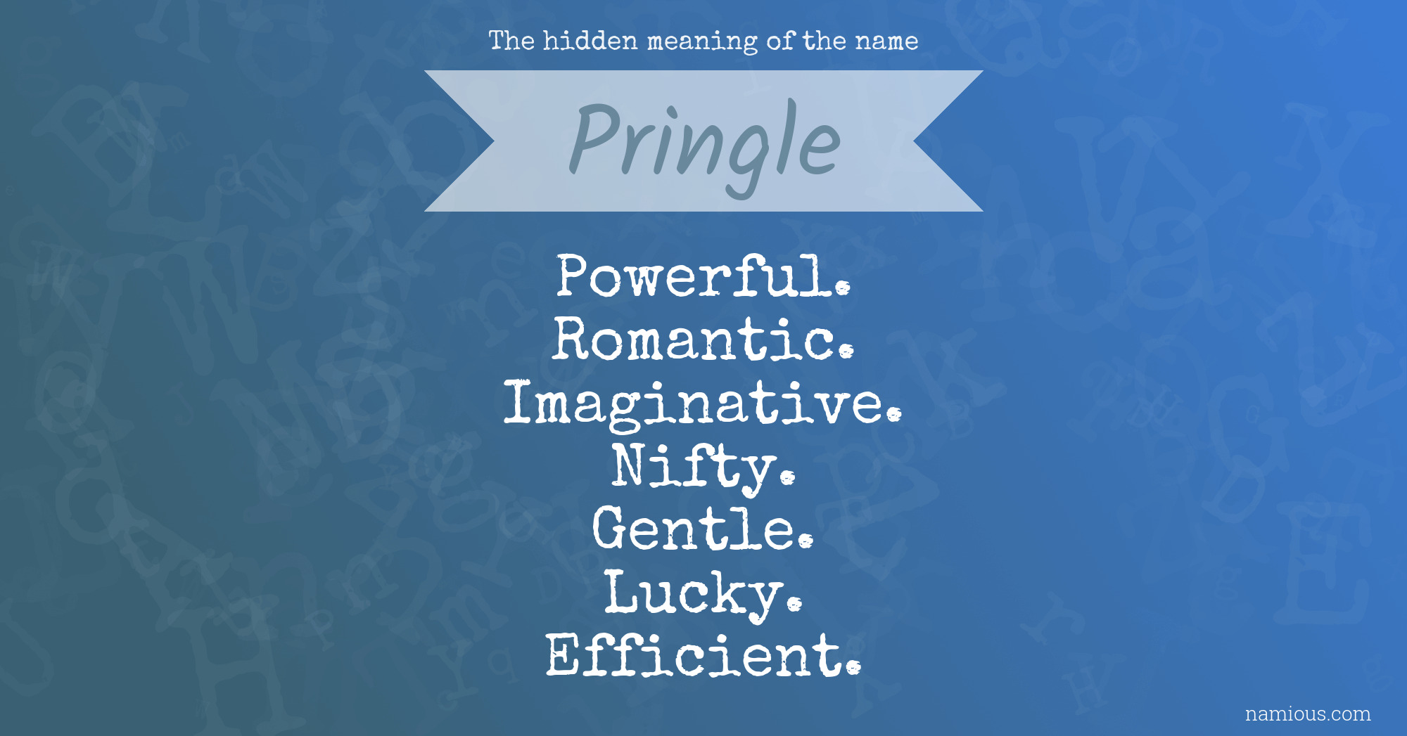 The hidden meaning of the name Pringle