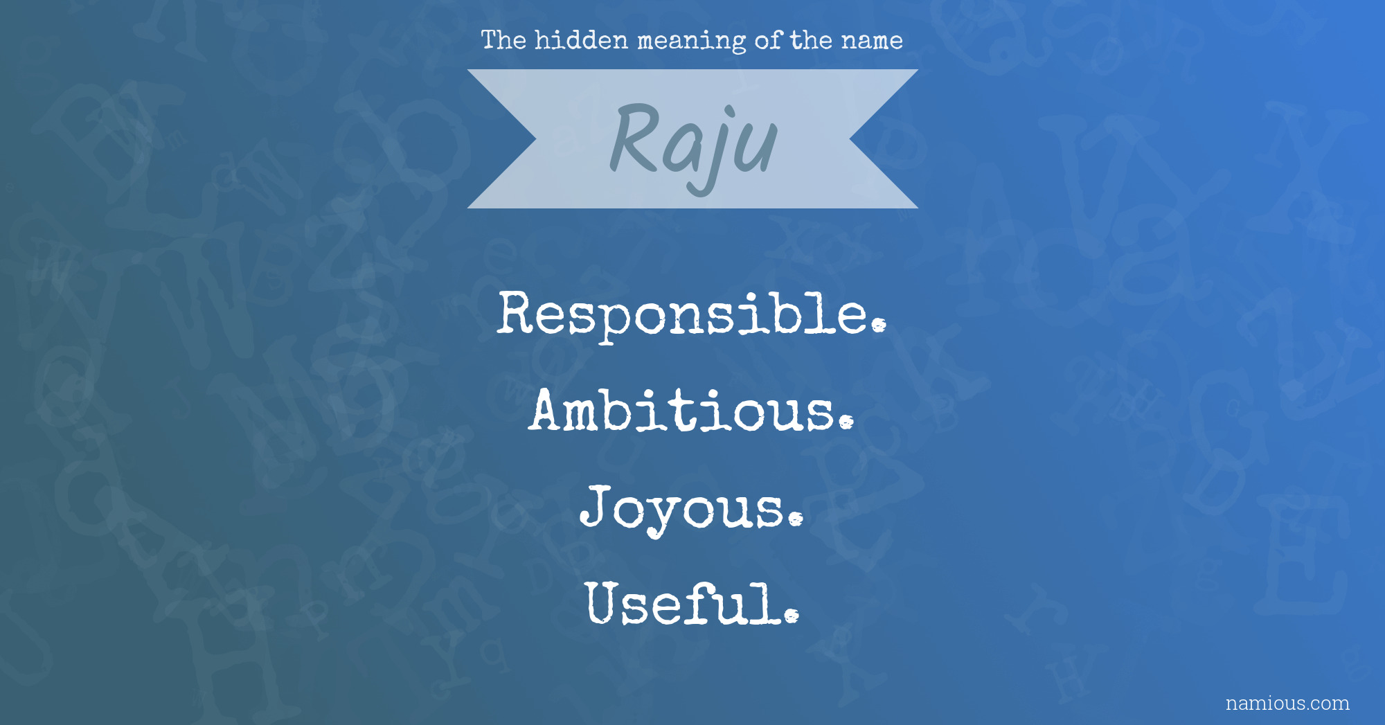 The hidden meaning of the name Raju