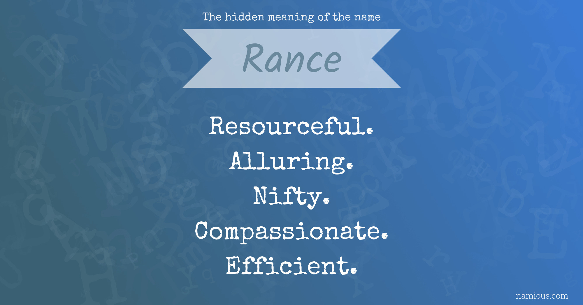 The hidden meaning of the name Rance