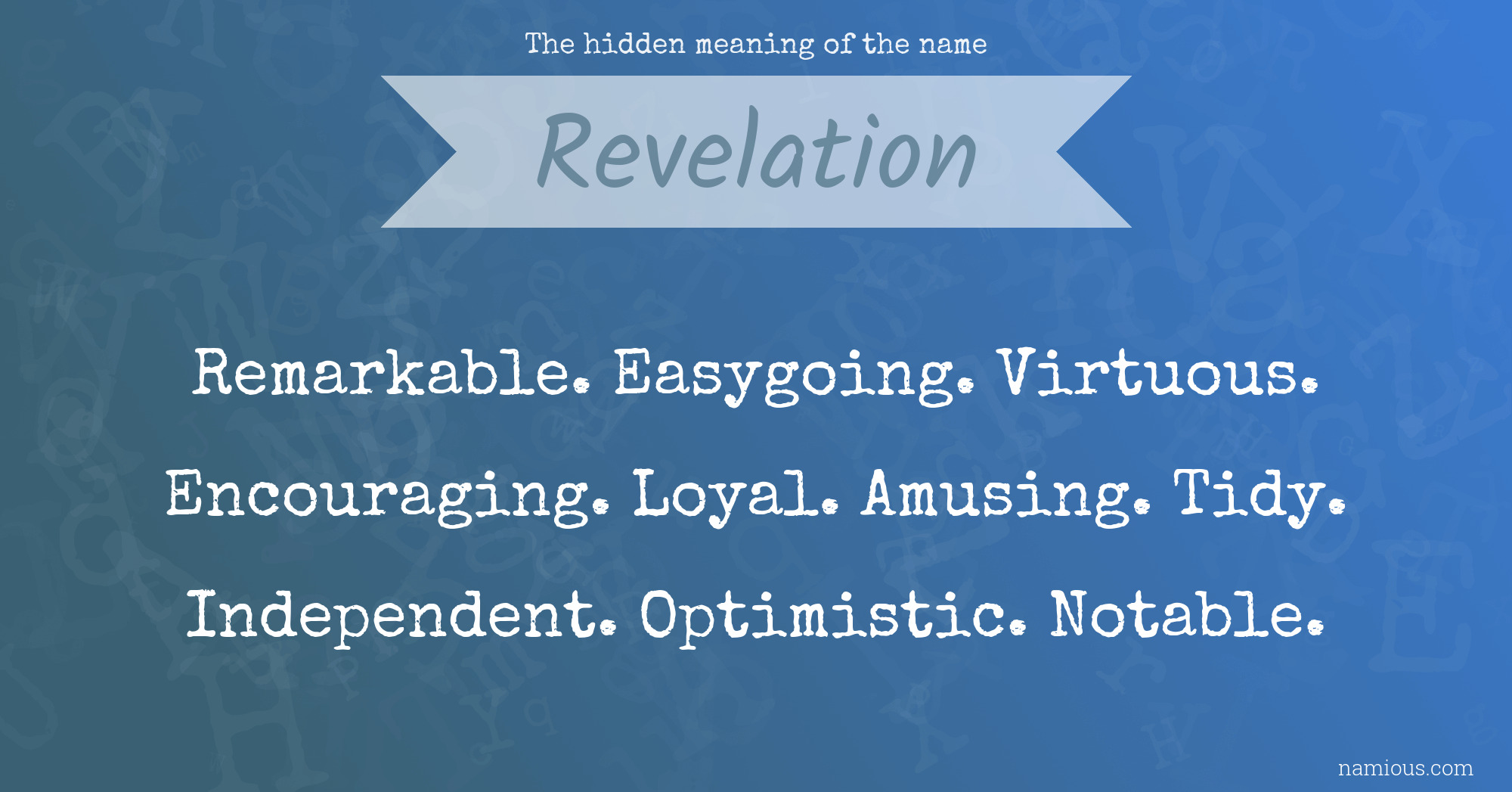 The hidden meaning of the name Revelation