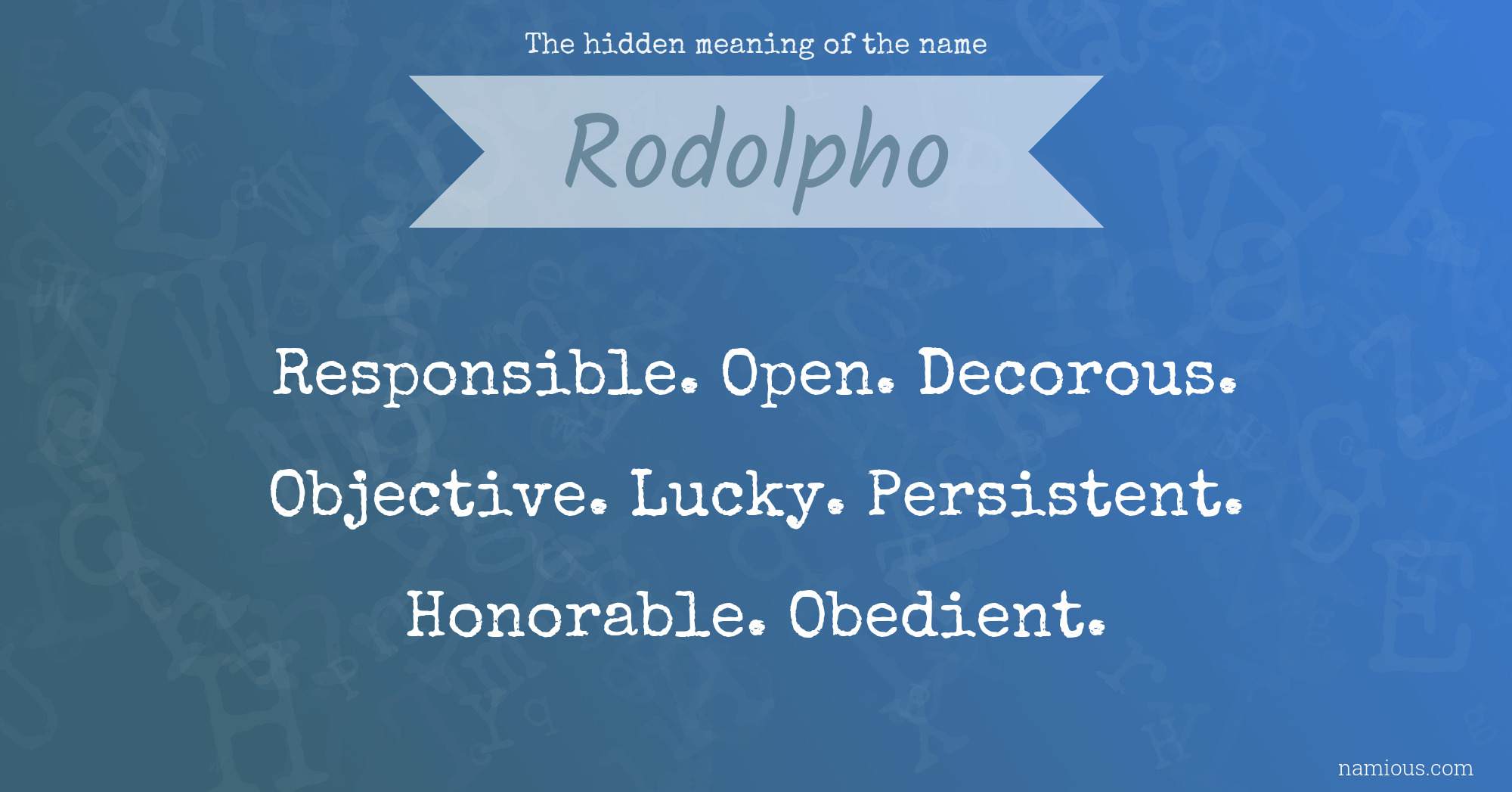 The hidden meaning of the name Rodolpho