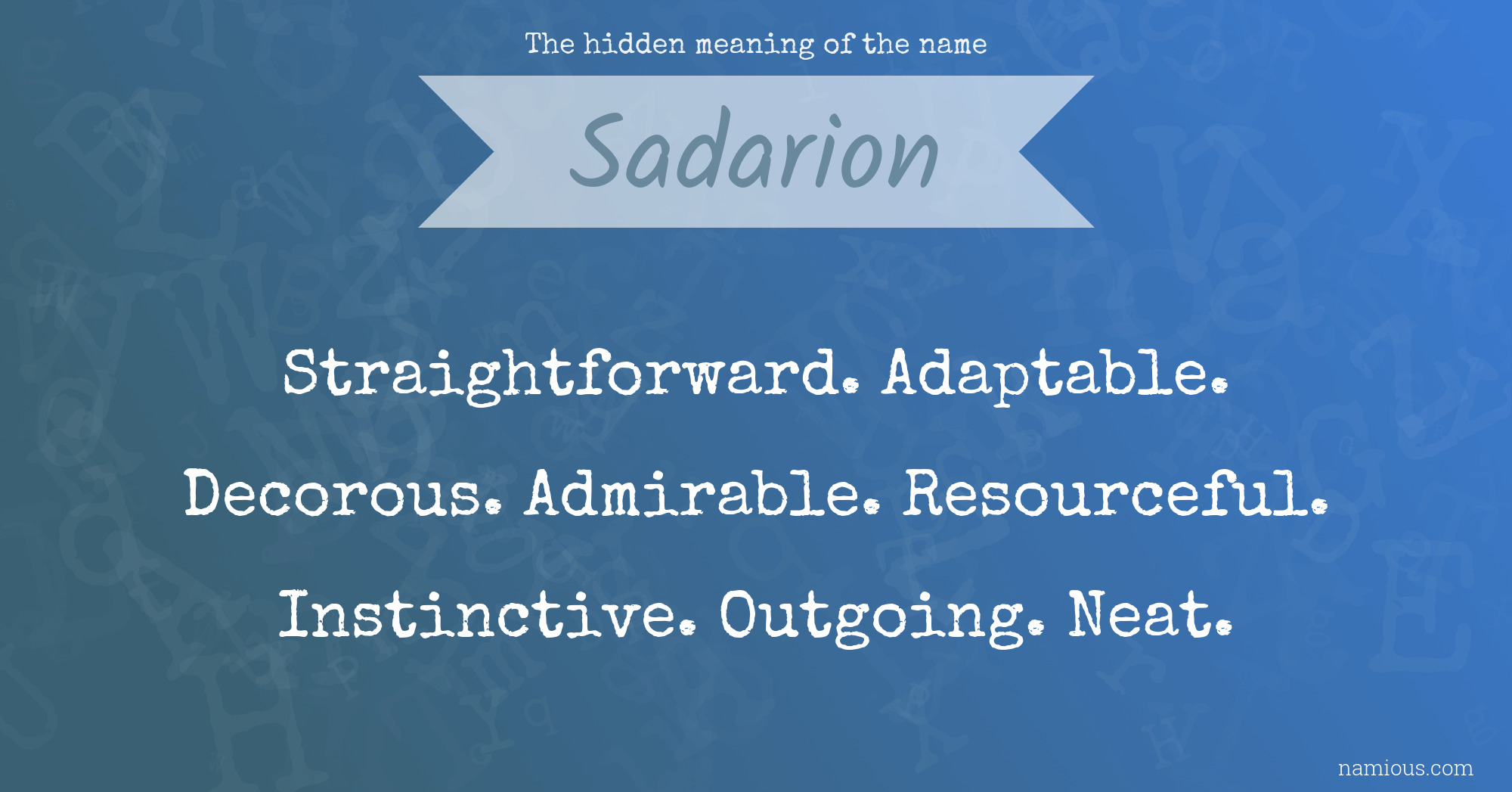 The hidden meaning of the name Sadarion