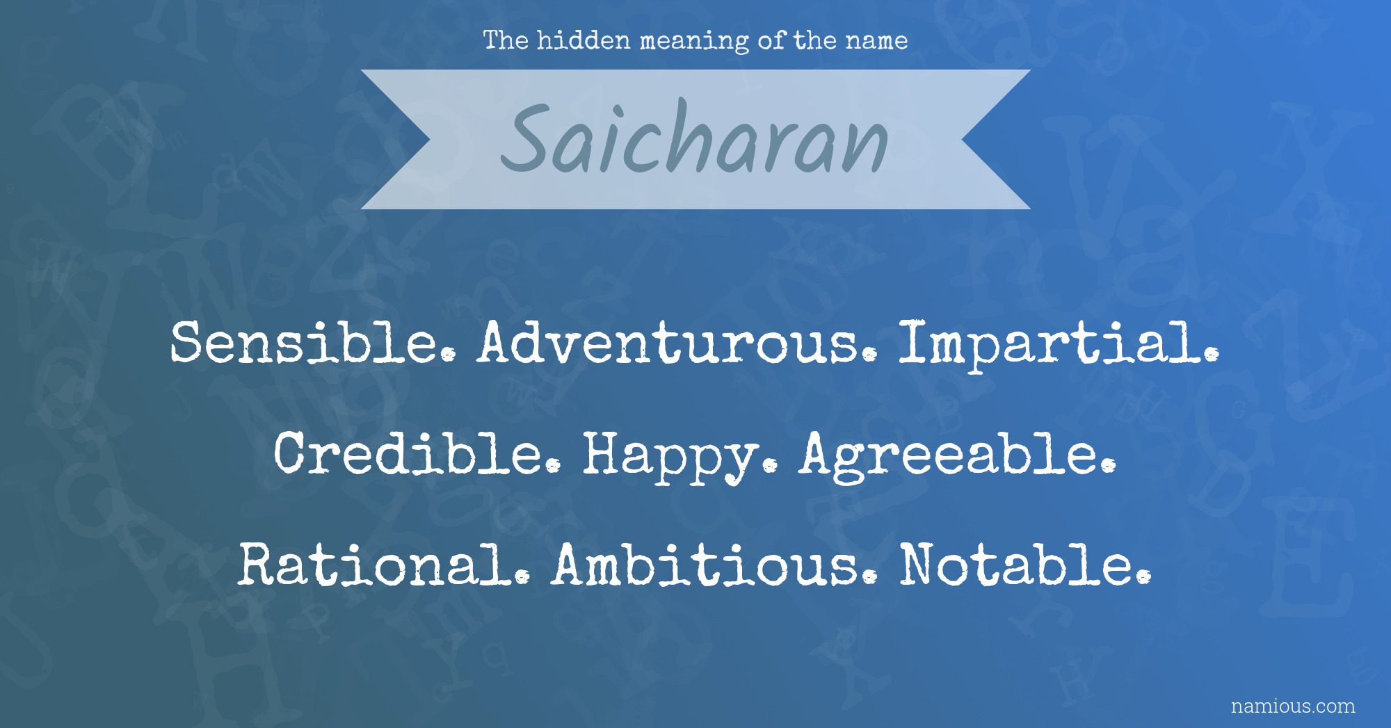 The hidden meaning of the name Saicharan