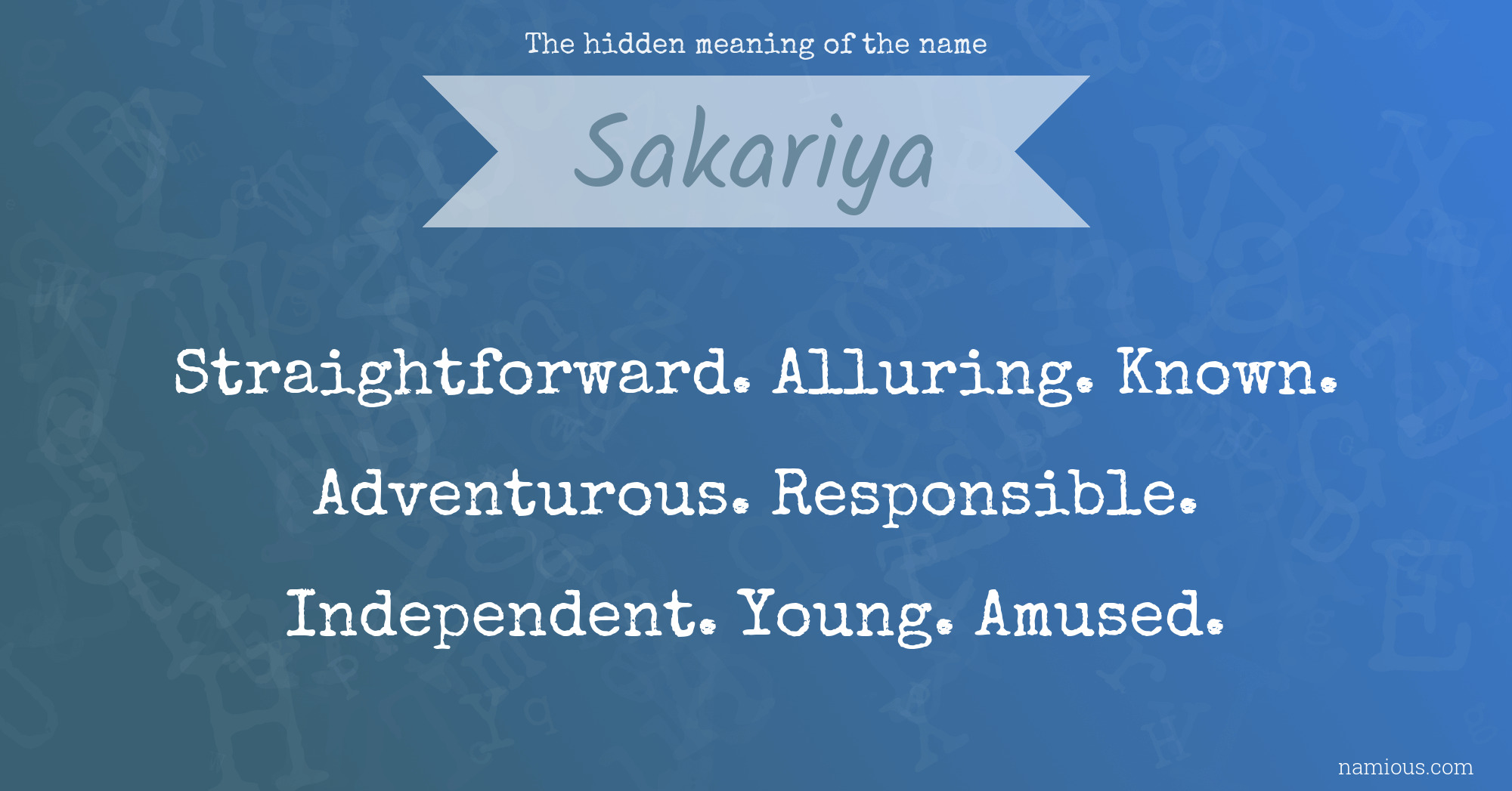 The hidden meaning of the name Sakariya