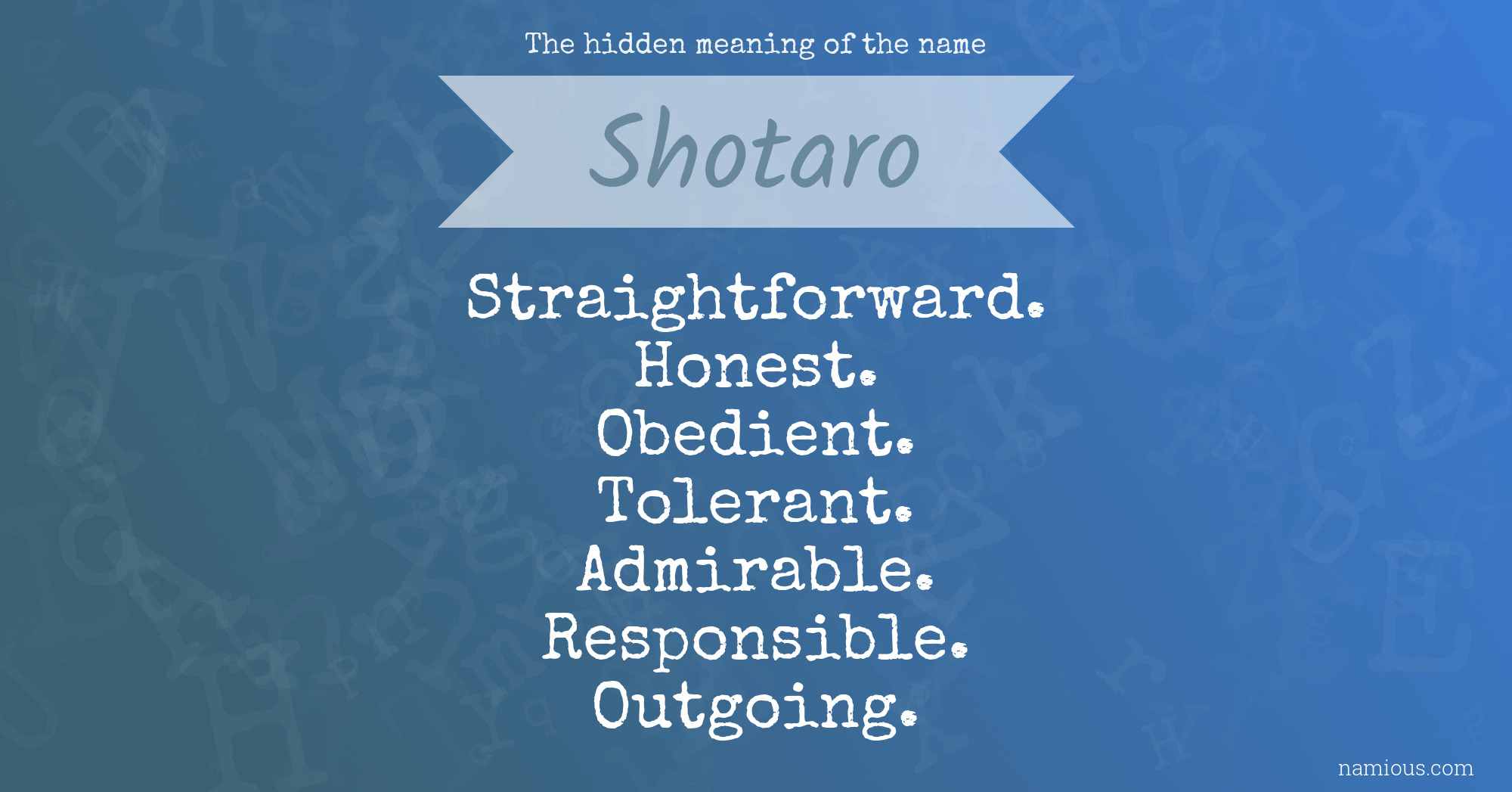 The hidden meaning of the name Shotaro