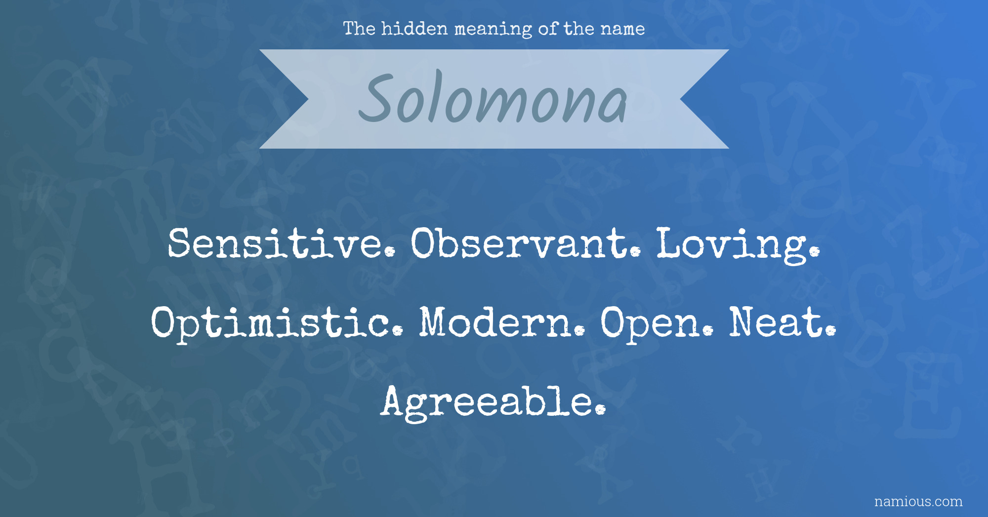 The hidden meaning of the name Solomona