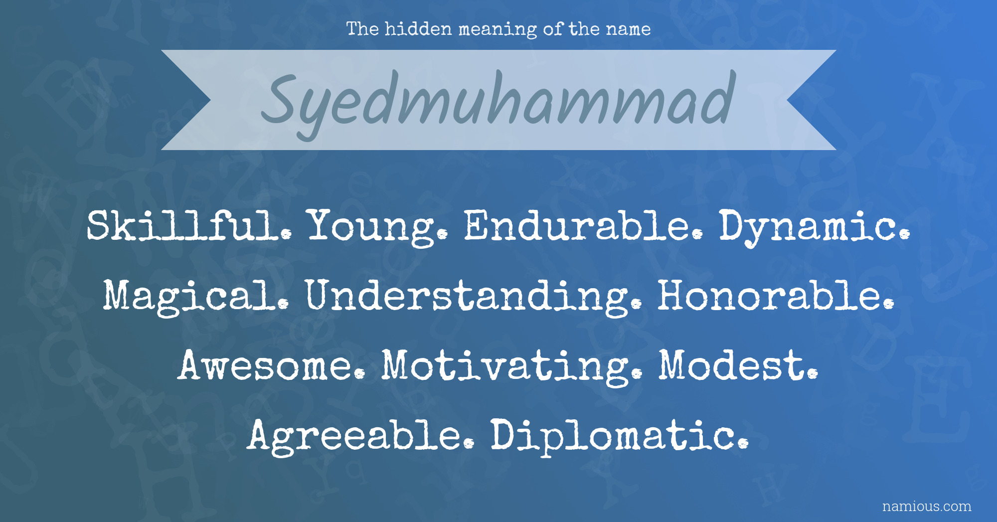 The hidden meaning of the name Syedmuhammad