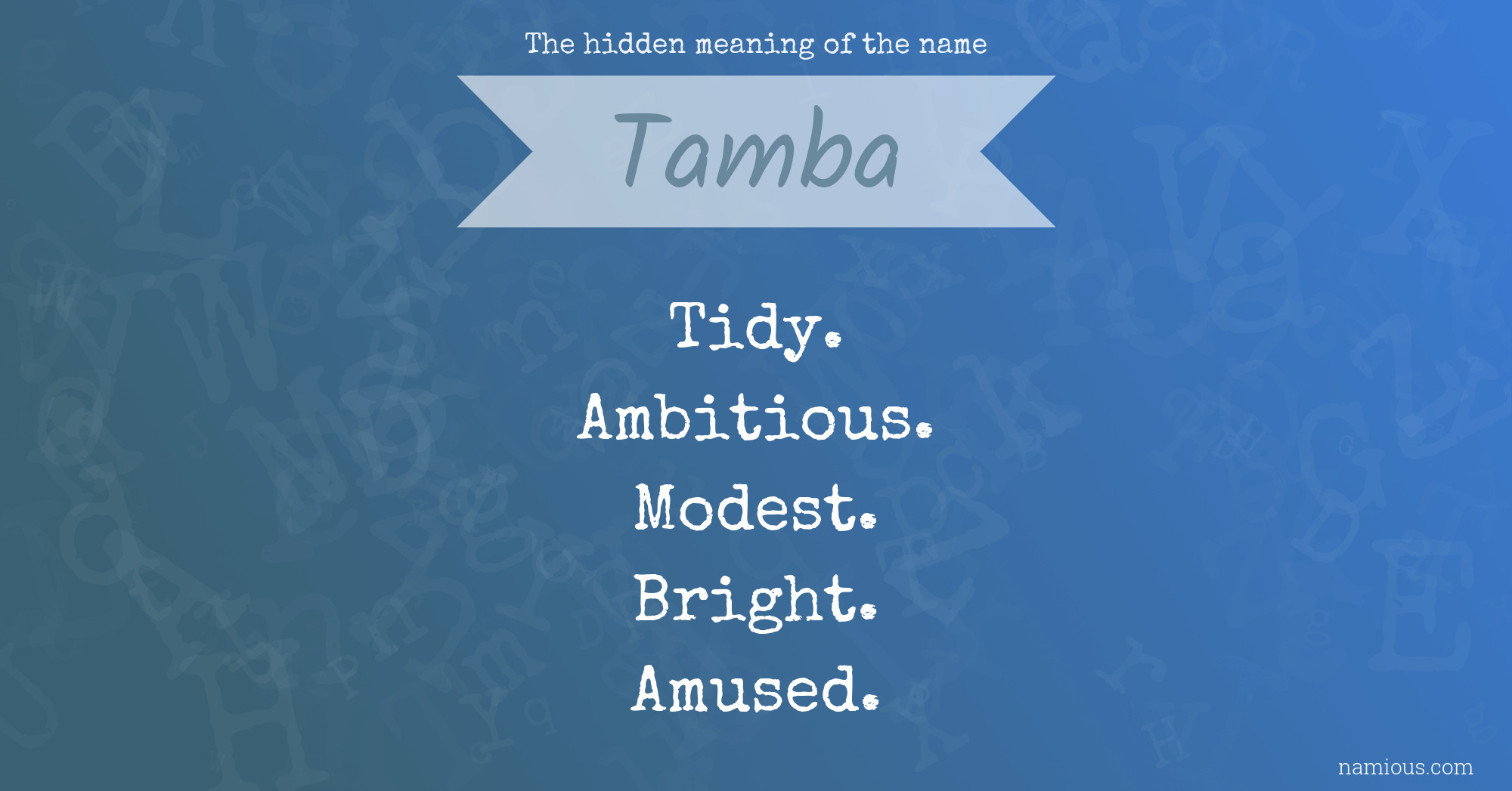 The hidden meaning of the name Tamba