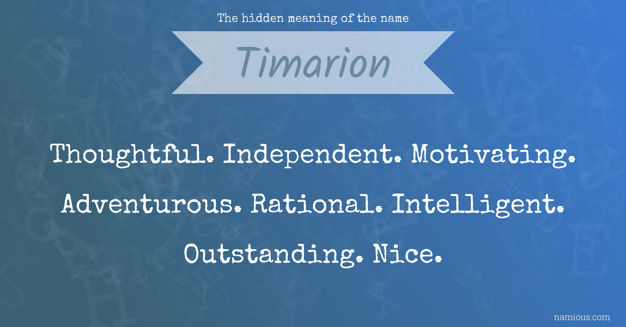 The hidden meaning of the name Timarion