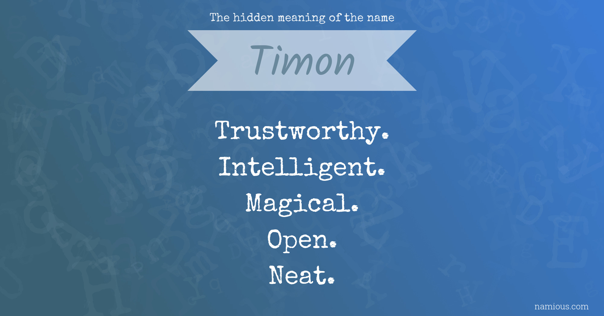 The hidden meaning of the name Timon