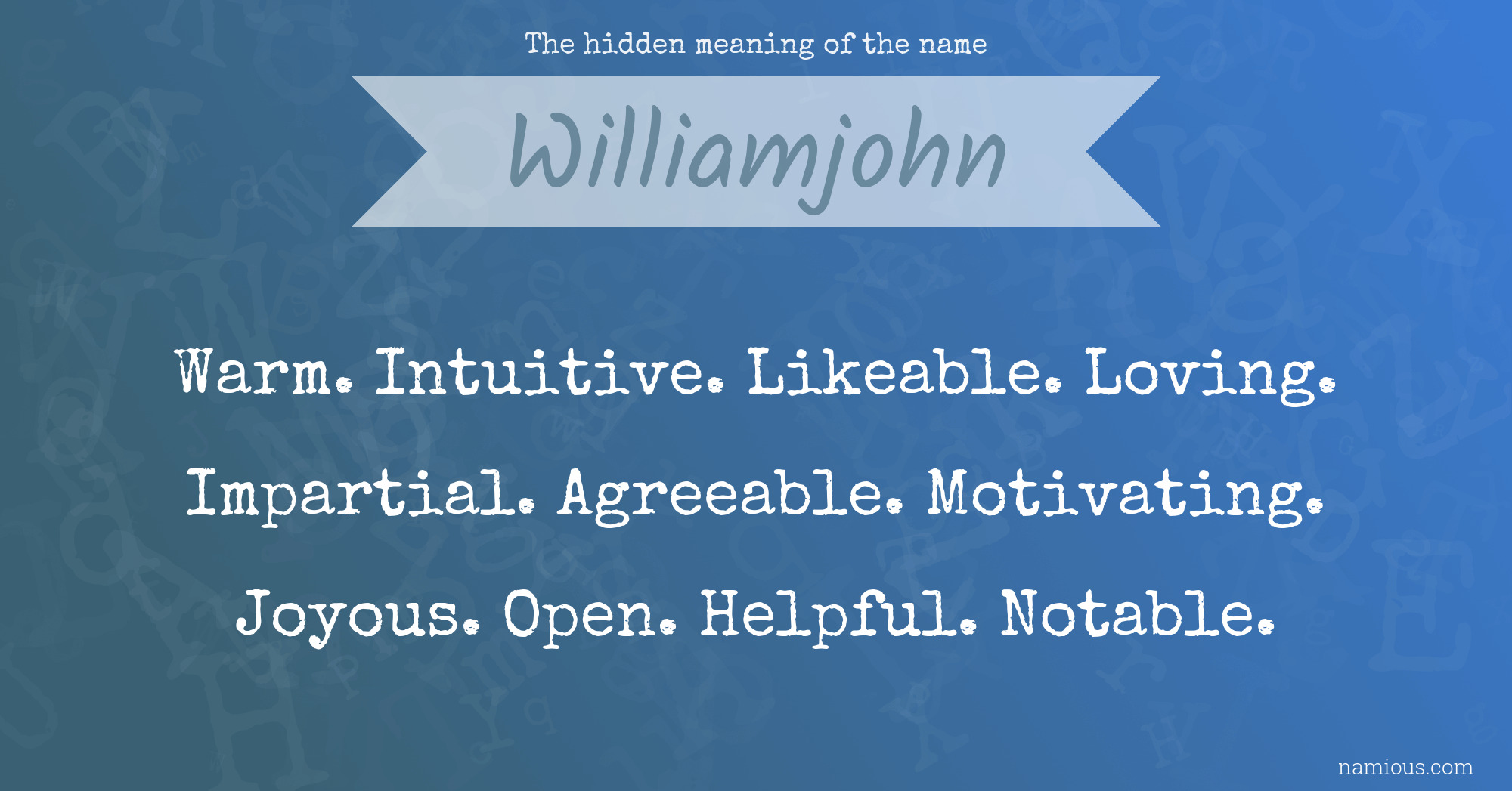 The hidden meaning of the name Williamjohn