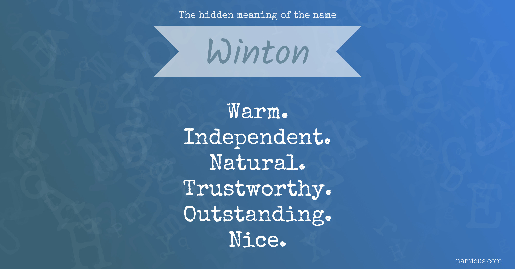 The hidden meaning of the name Winton