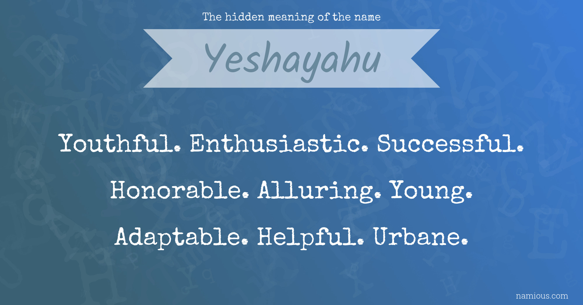 The hidden meaning of the name Yeshayahu